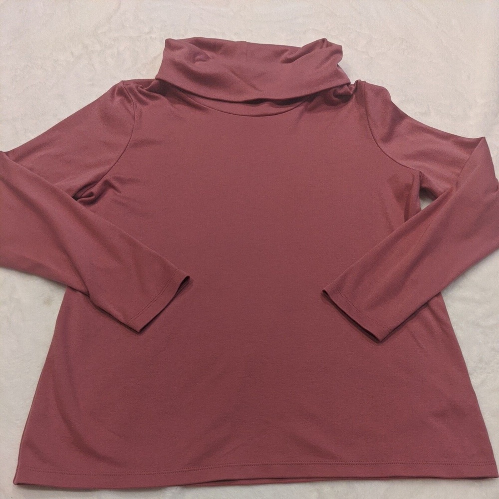 LL Bean Womens S Petite Turtle Neck 100% Supima Cotton Long Sleeve Shirt Pink